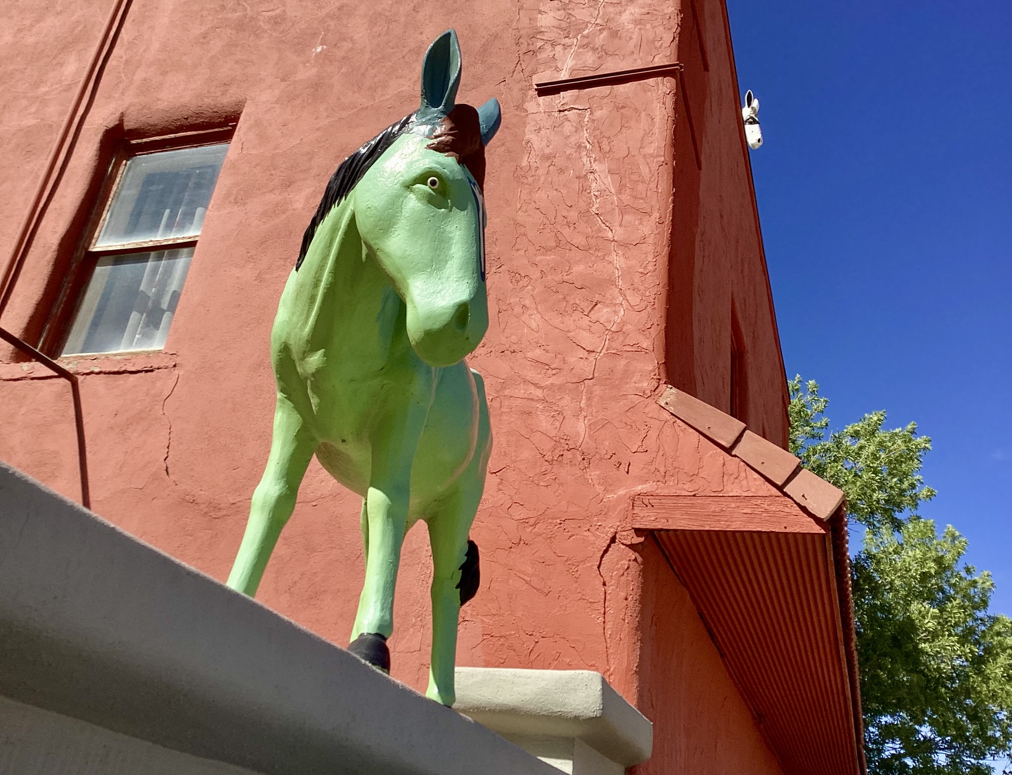 artistic donkey on a roof in Carrizozo