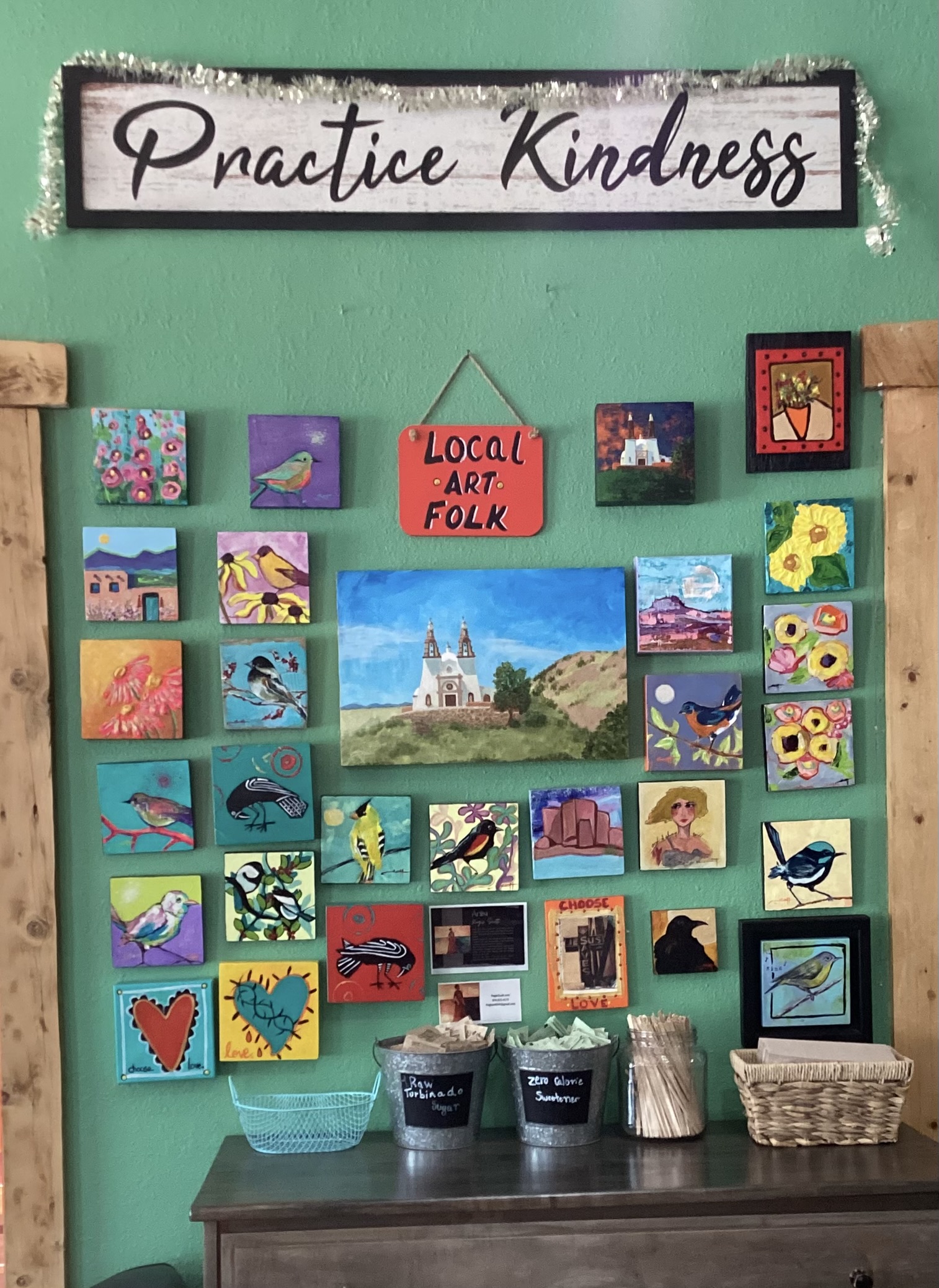folk art on display at the San Luis Coffee Company