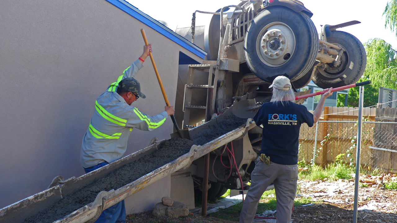 pouring concrete