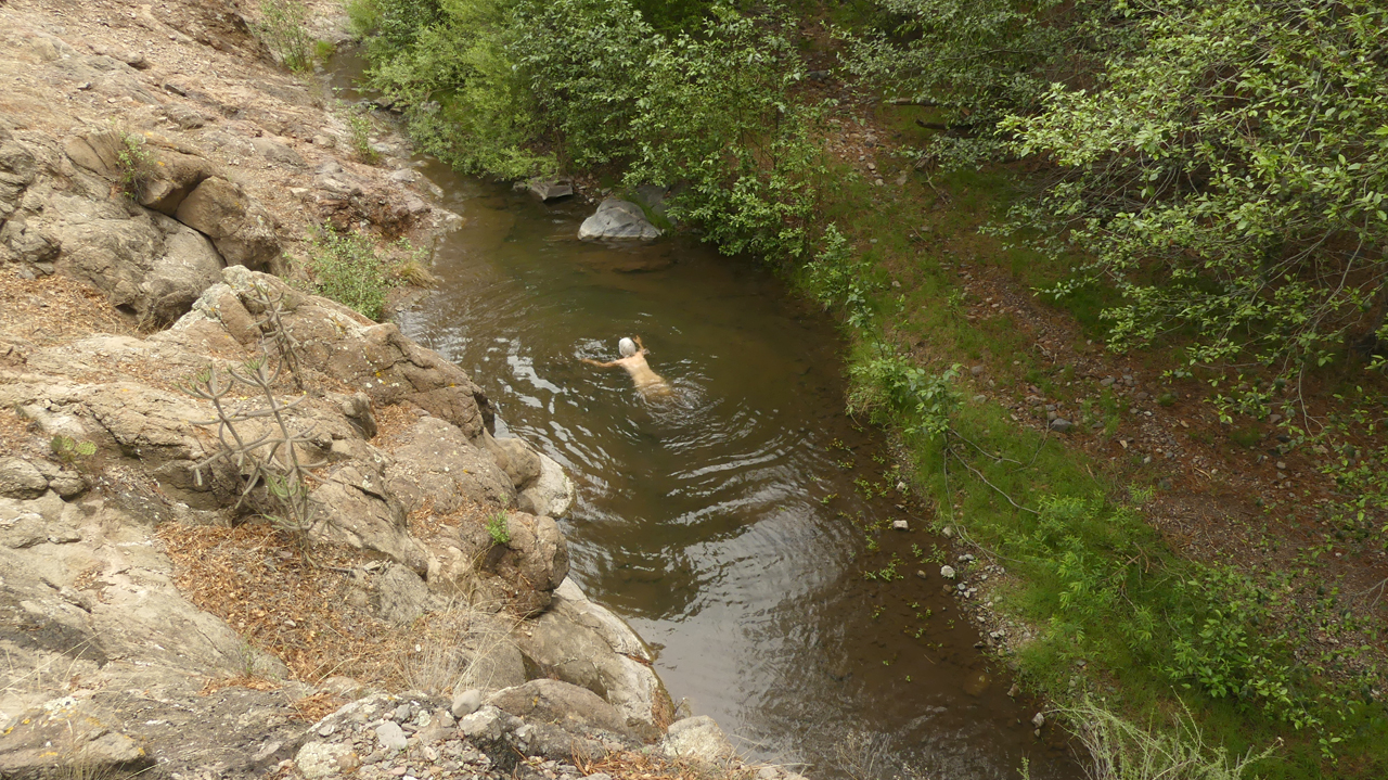 enjoying a deep pool