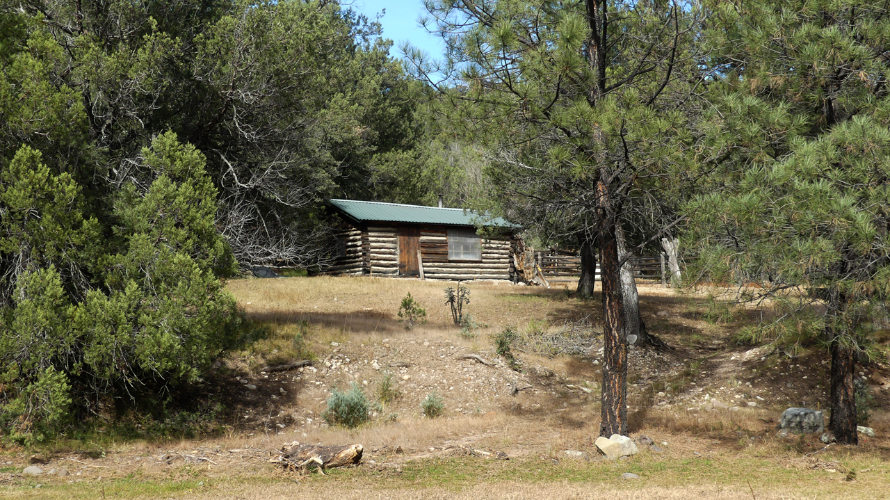 view of the cabin from the creek