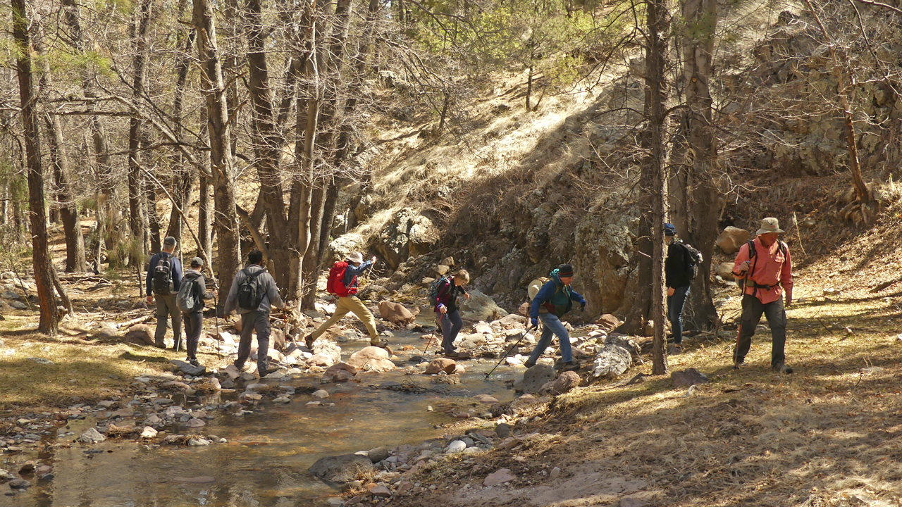 our group corssing the stream