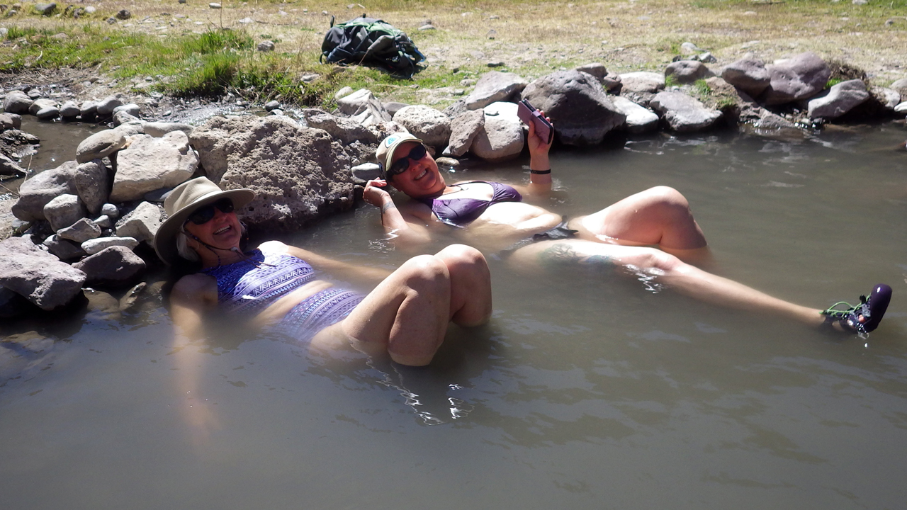 Soaking in Lightfeather Hot Springs