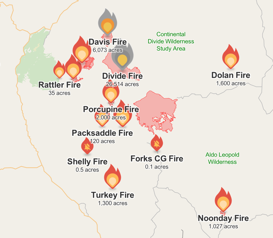 fires in the Gila NF