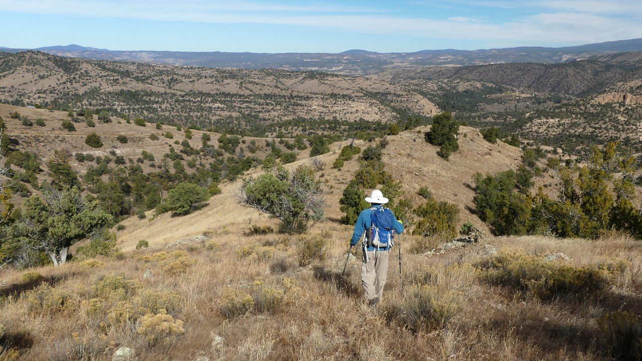 heading down the ridge