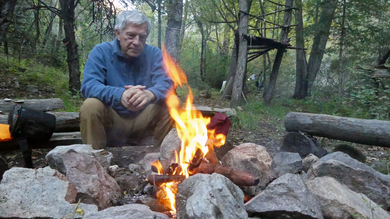 Dennis and campfire