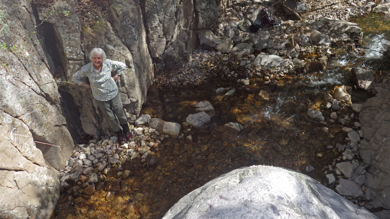 at the waterfall