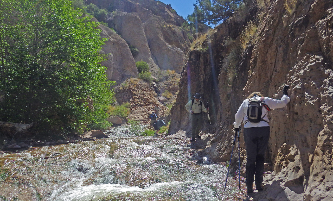 making our way around a waterfall