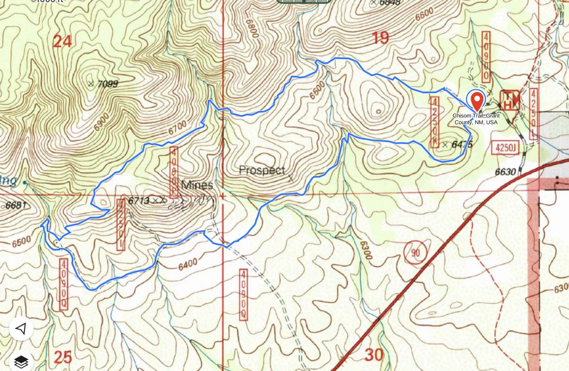 map of the Neglected Mine Trail