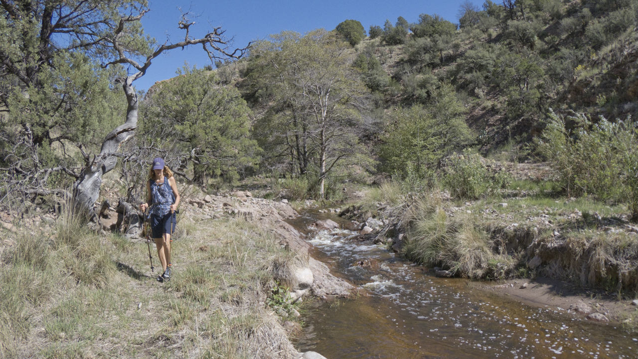 hiking along the stream