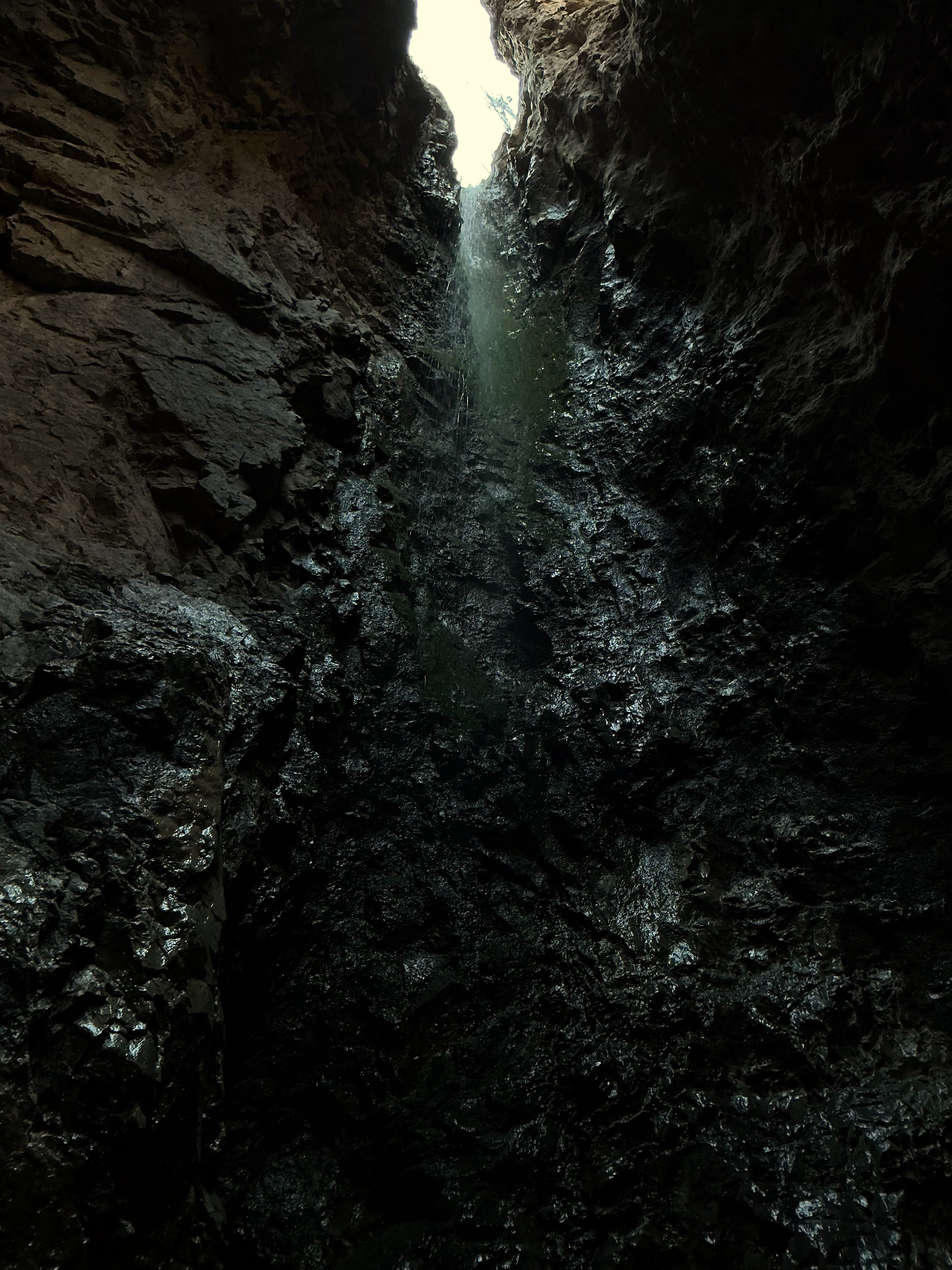 the waterfall from below