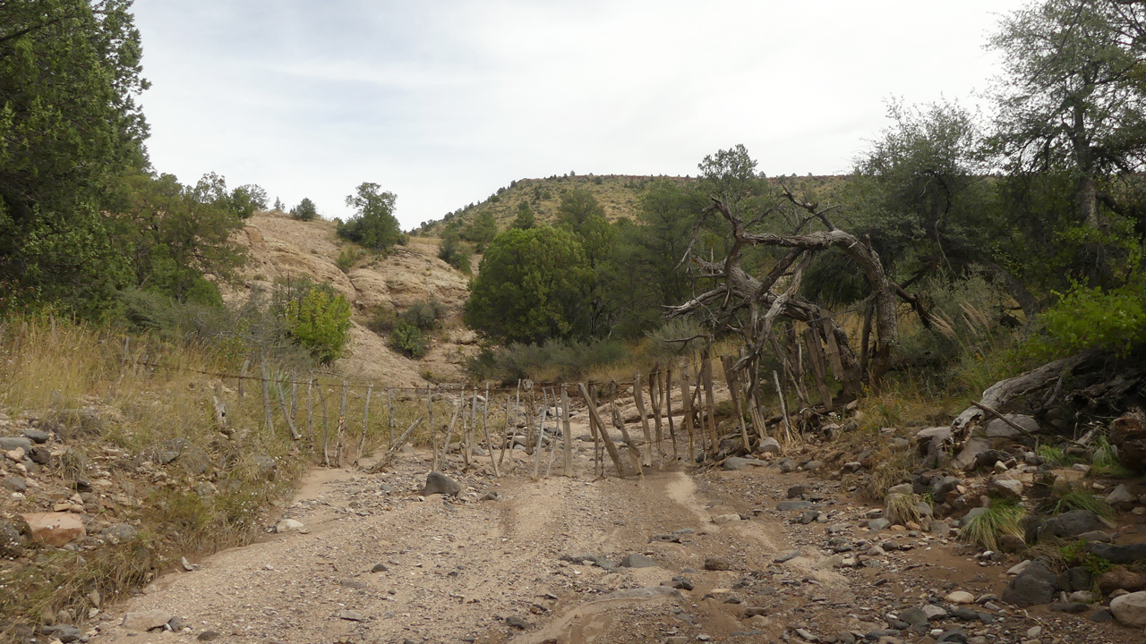 crenellated cliffs in the distance