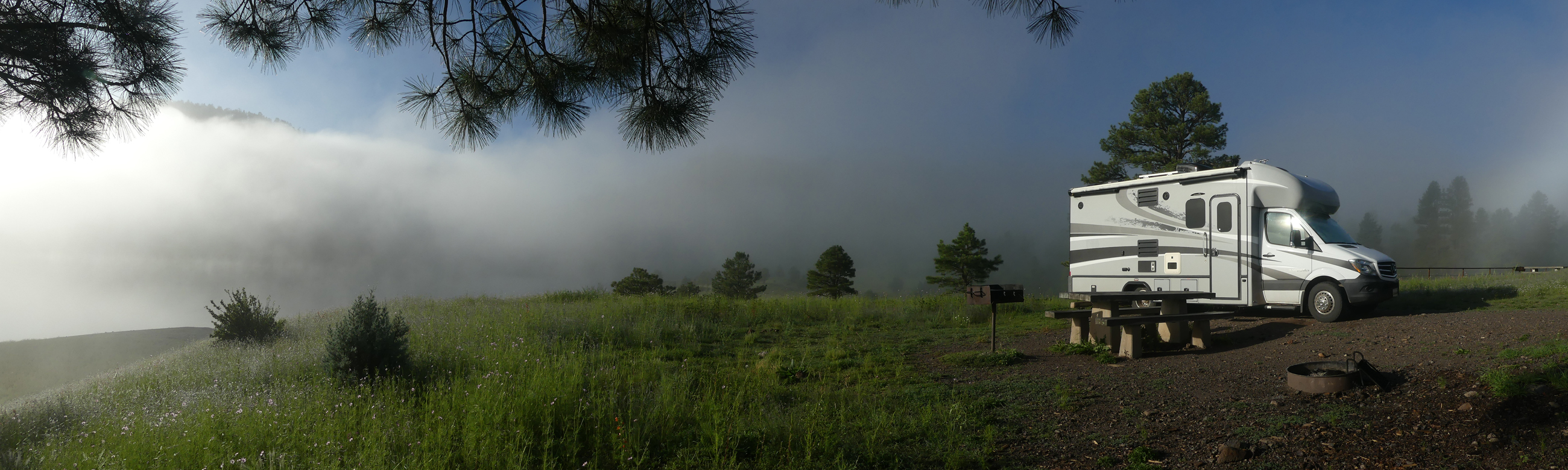 RV in the fog