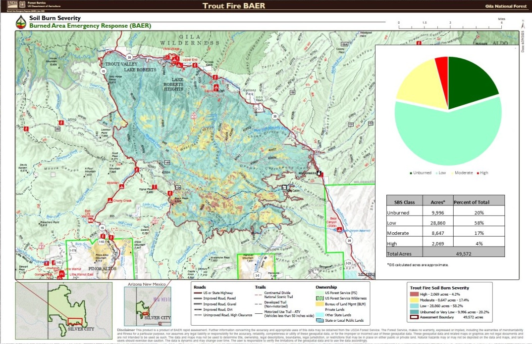 Soil Burn Severity map for the Trout Fire