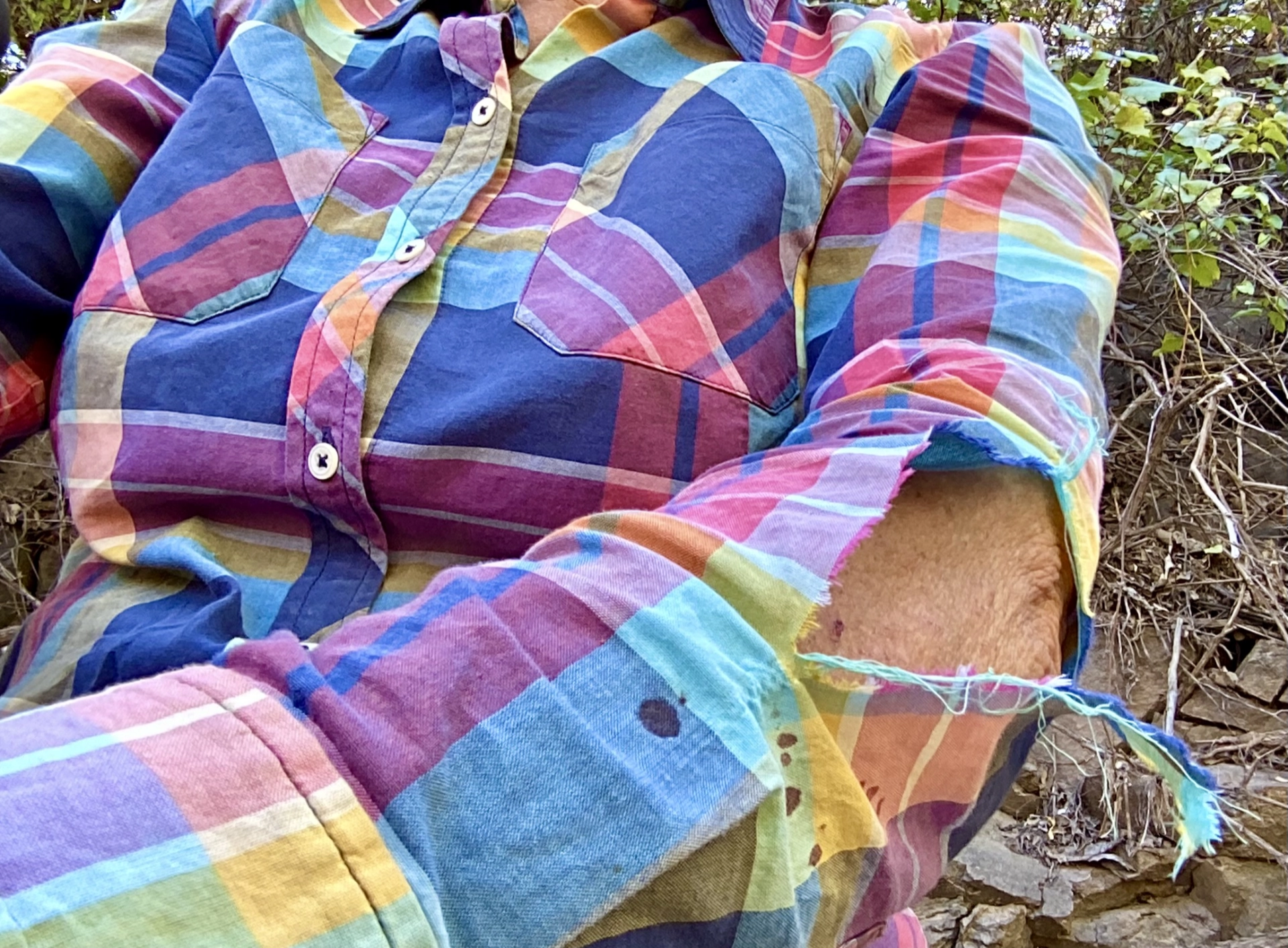 my shredded hiking shirt