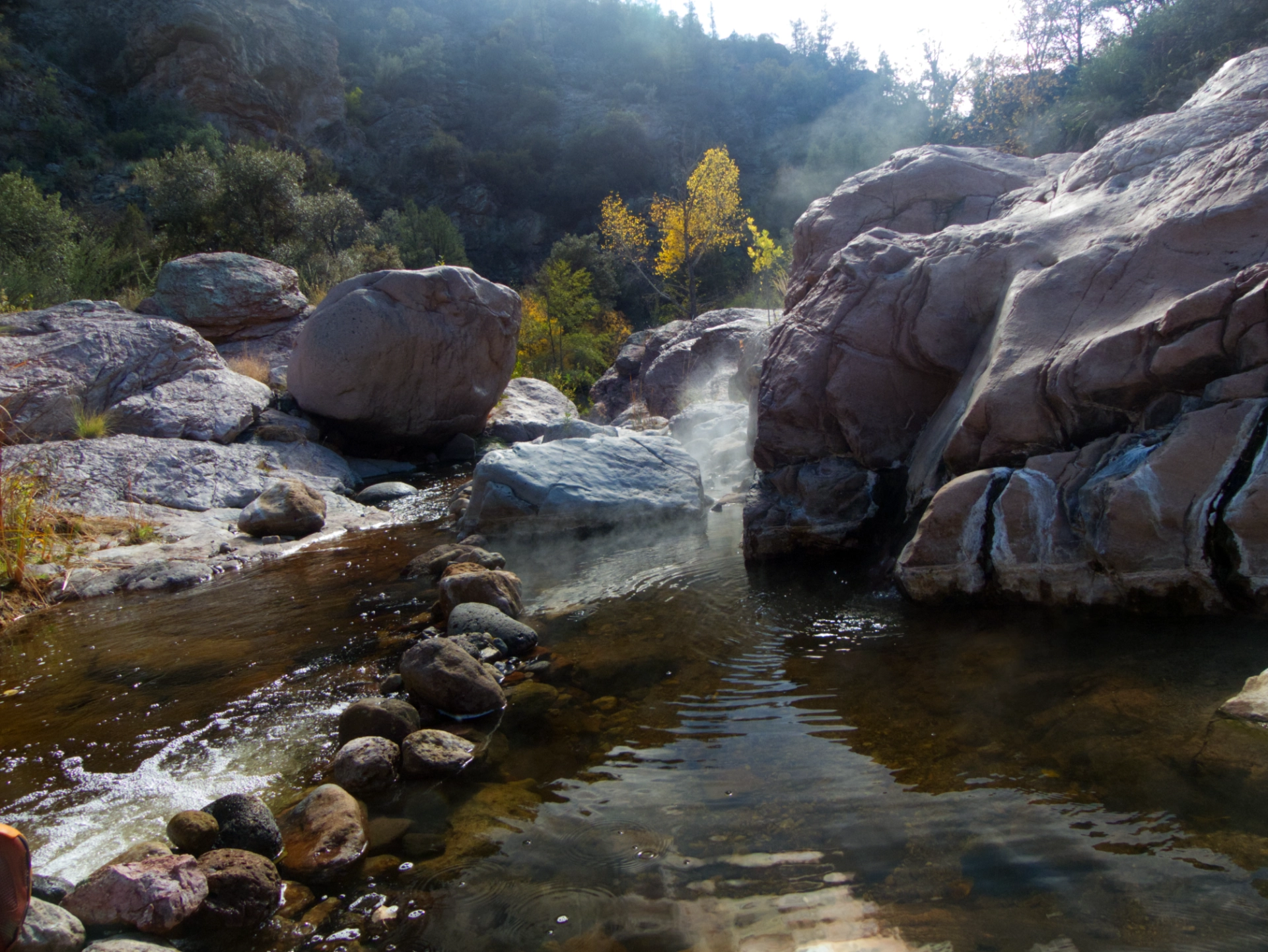 steaming hot pools