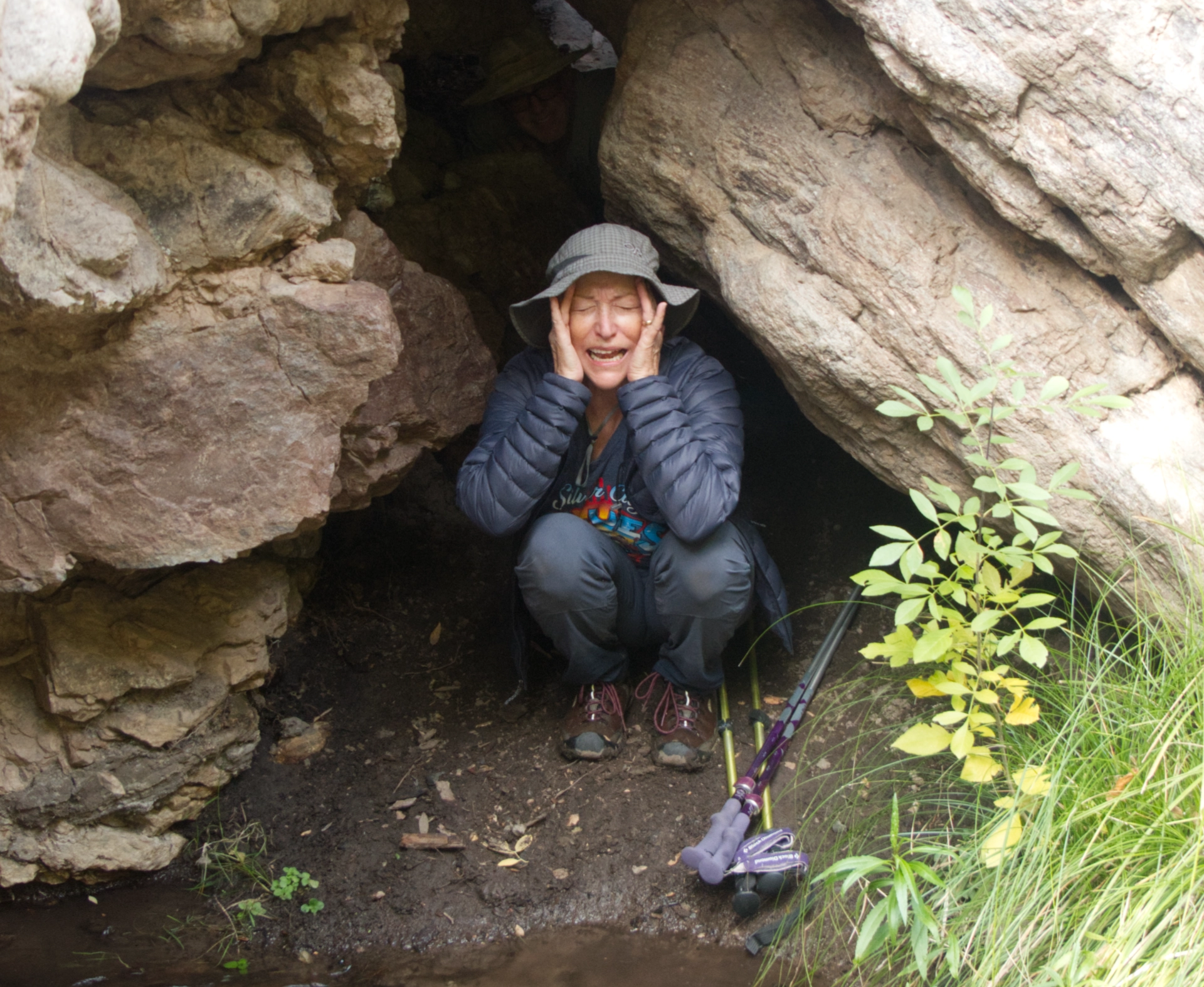 Julia emerging from the tunnel
