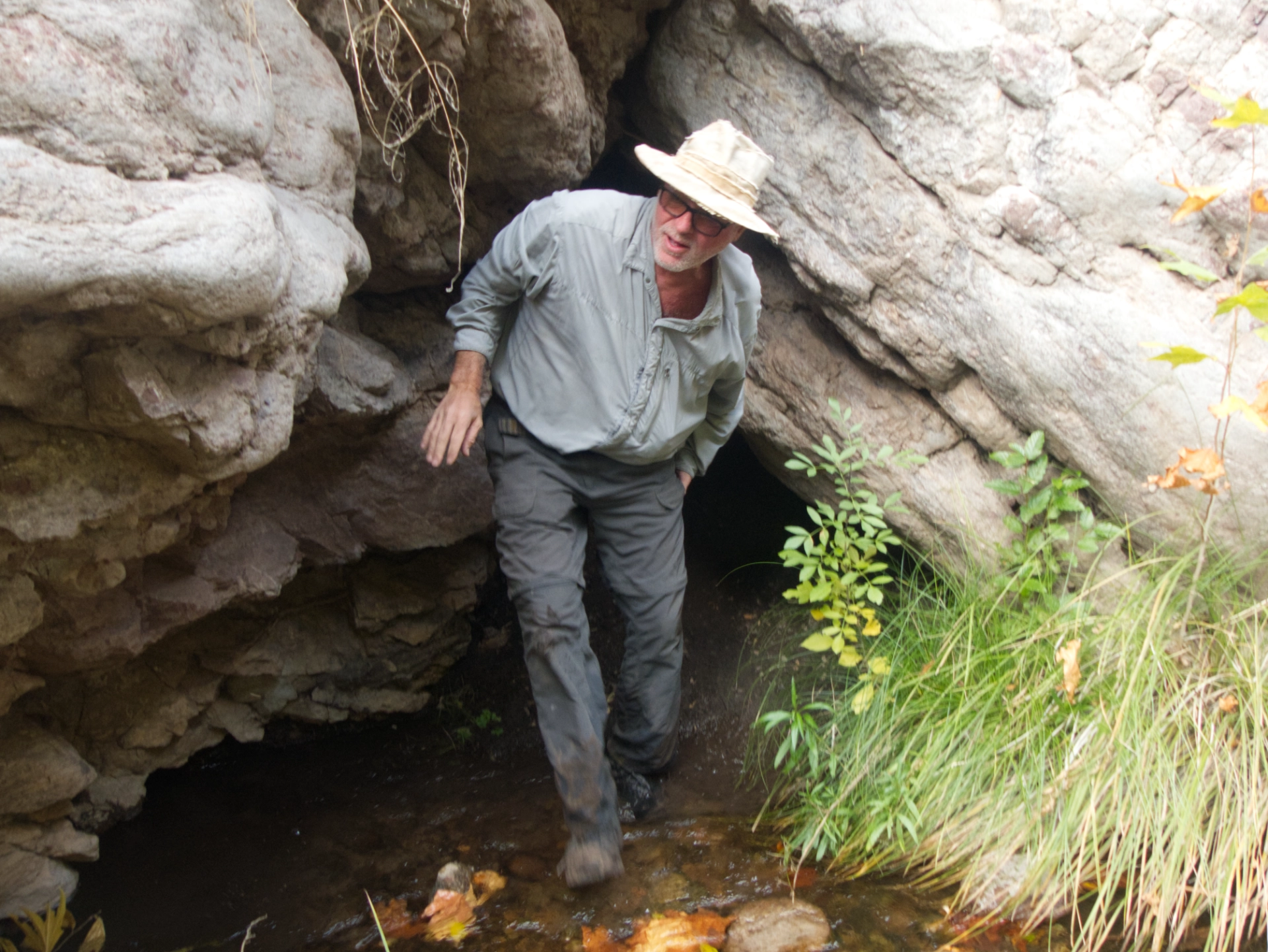 Jeff emerging from the tunnel