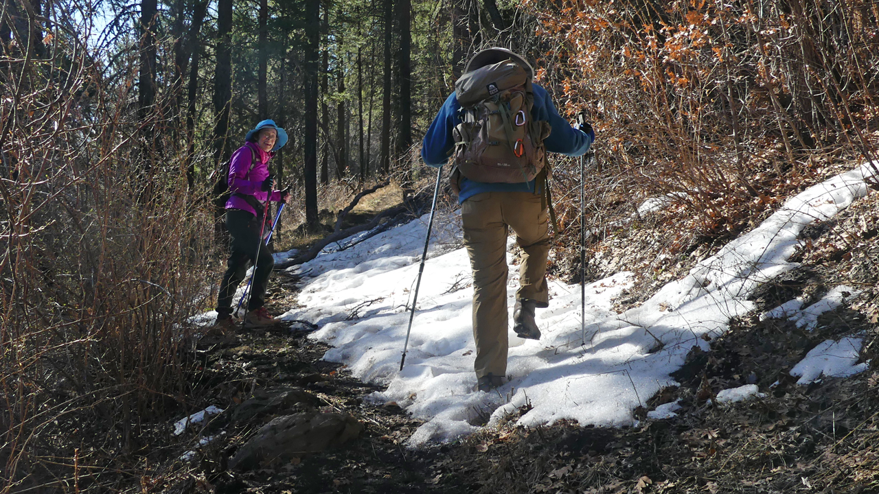 patches of snow on the trail