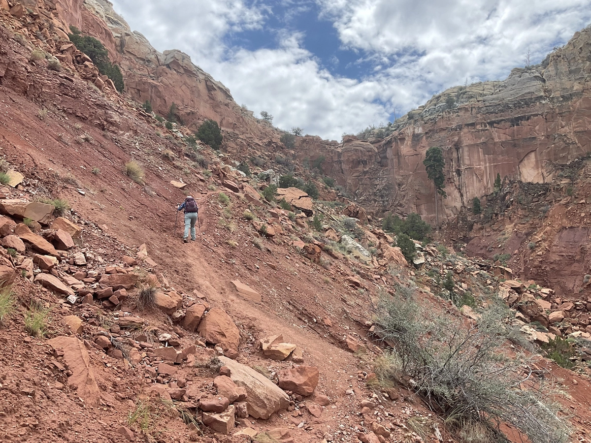 me crawling up a steep slope