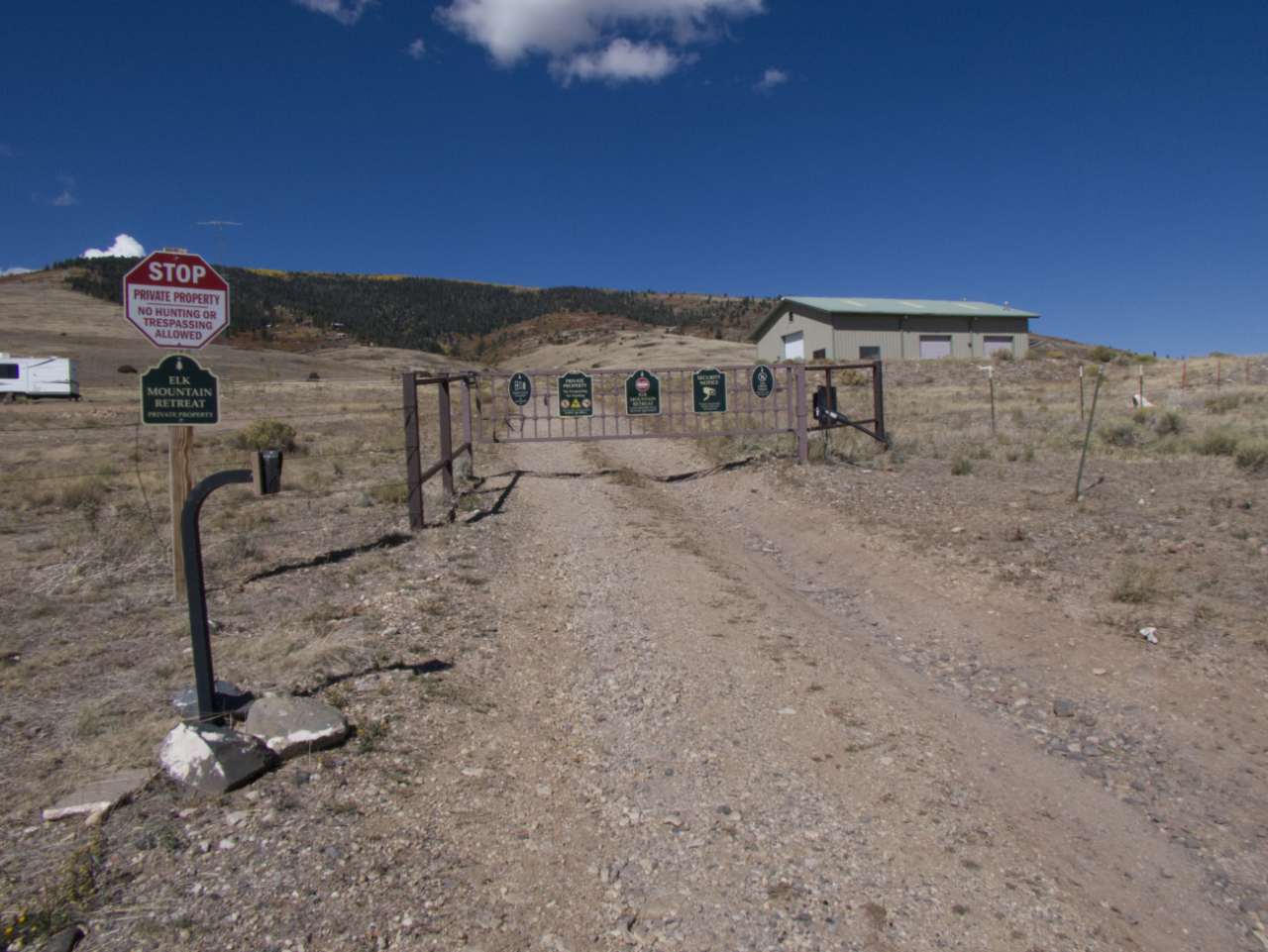 Locked gate on a numbered National Forest road