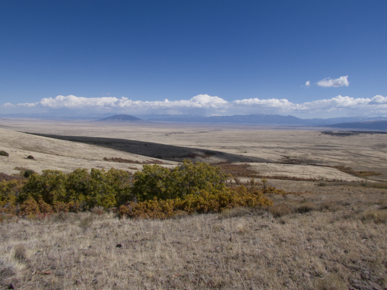View across the valley to the Sangre de Cristo Mountains