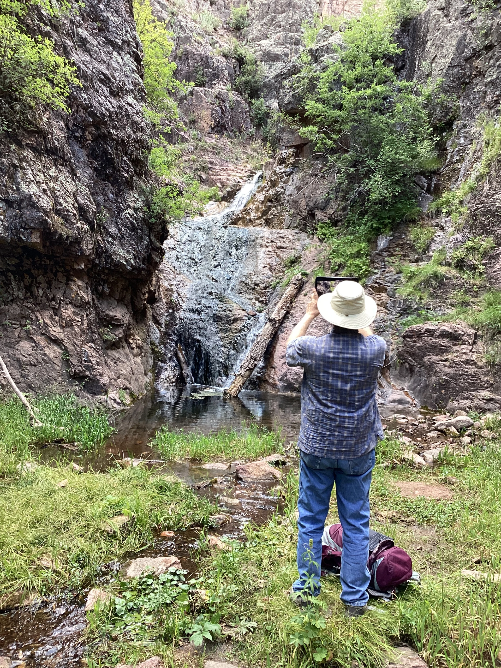 photographing the waterfall
