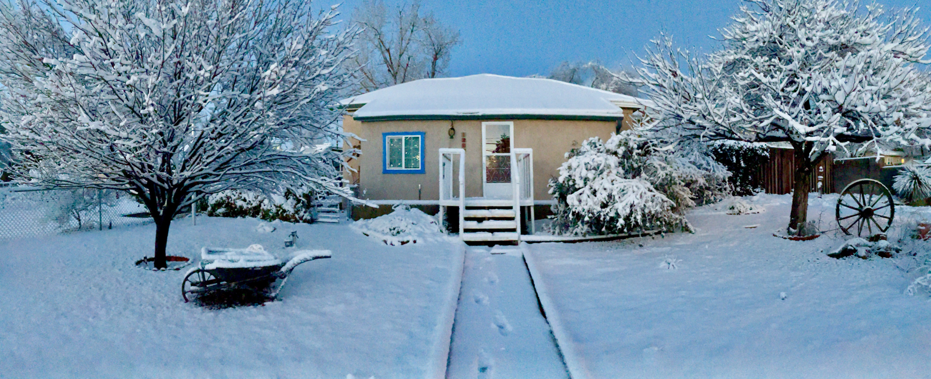 our house deep in snow