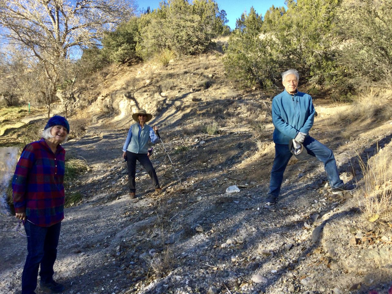 hikers along San Vicente Creek