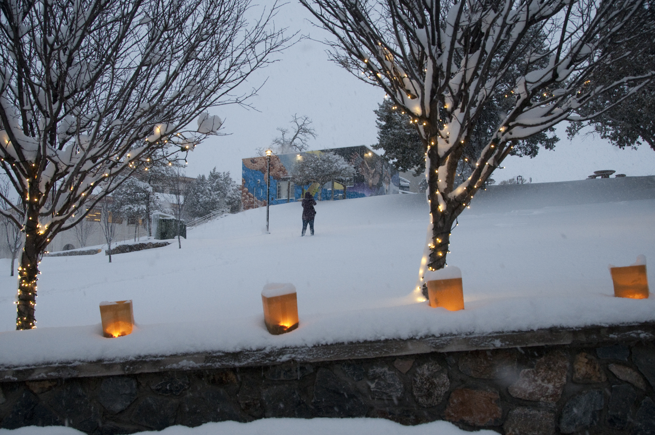 luminaria in snow