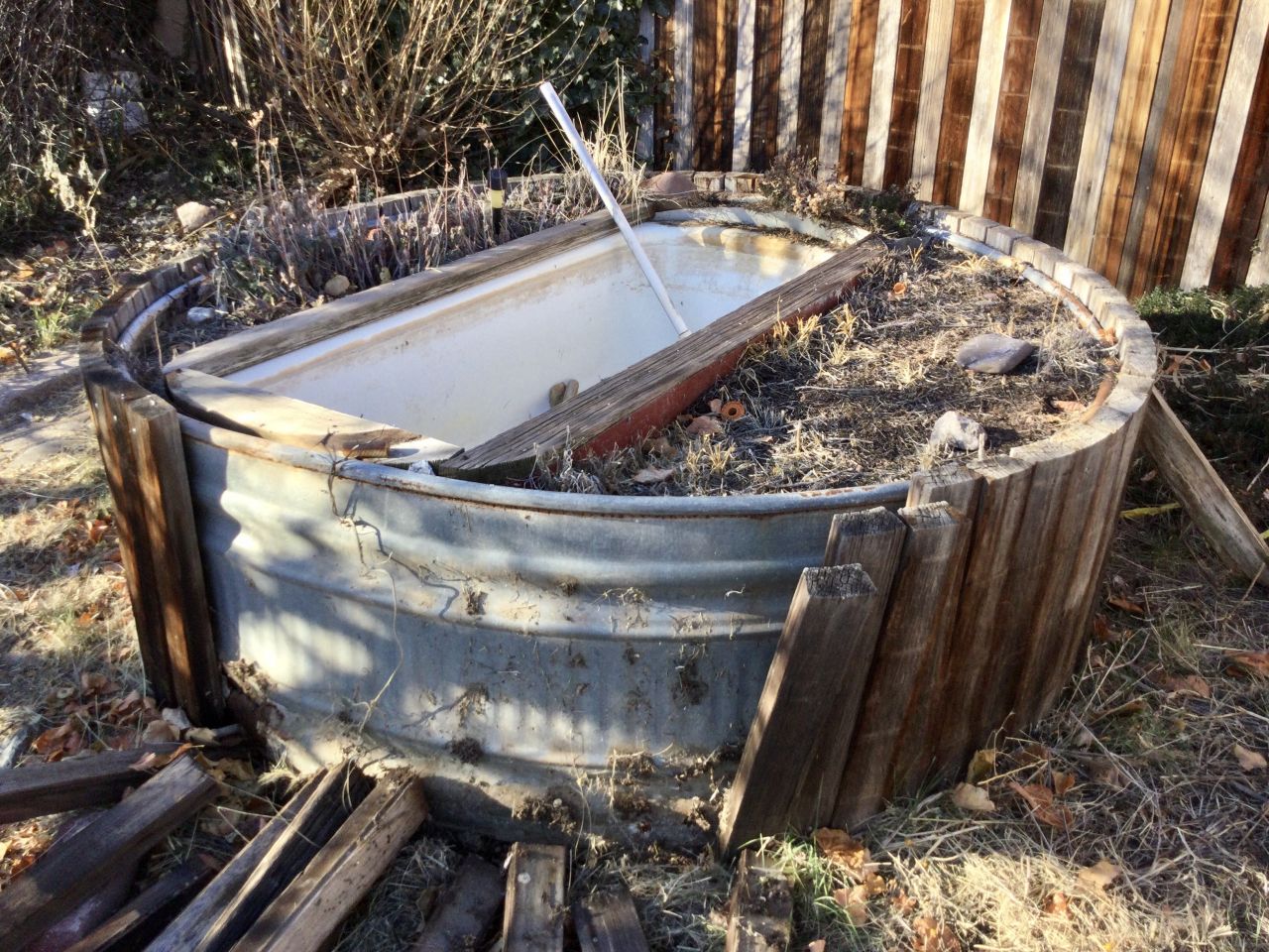 bathtub inside a stock tank