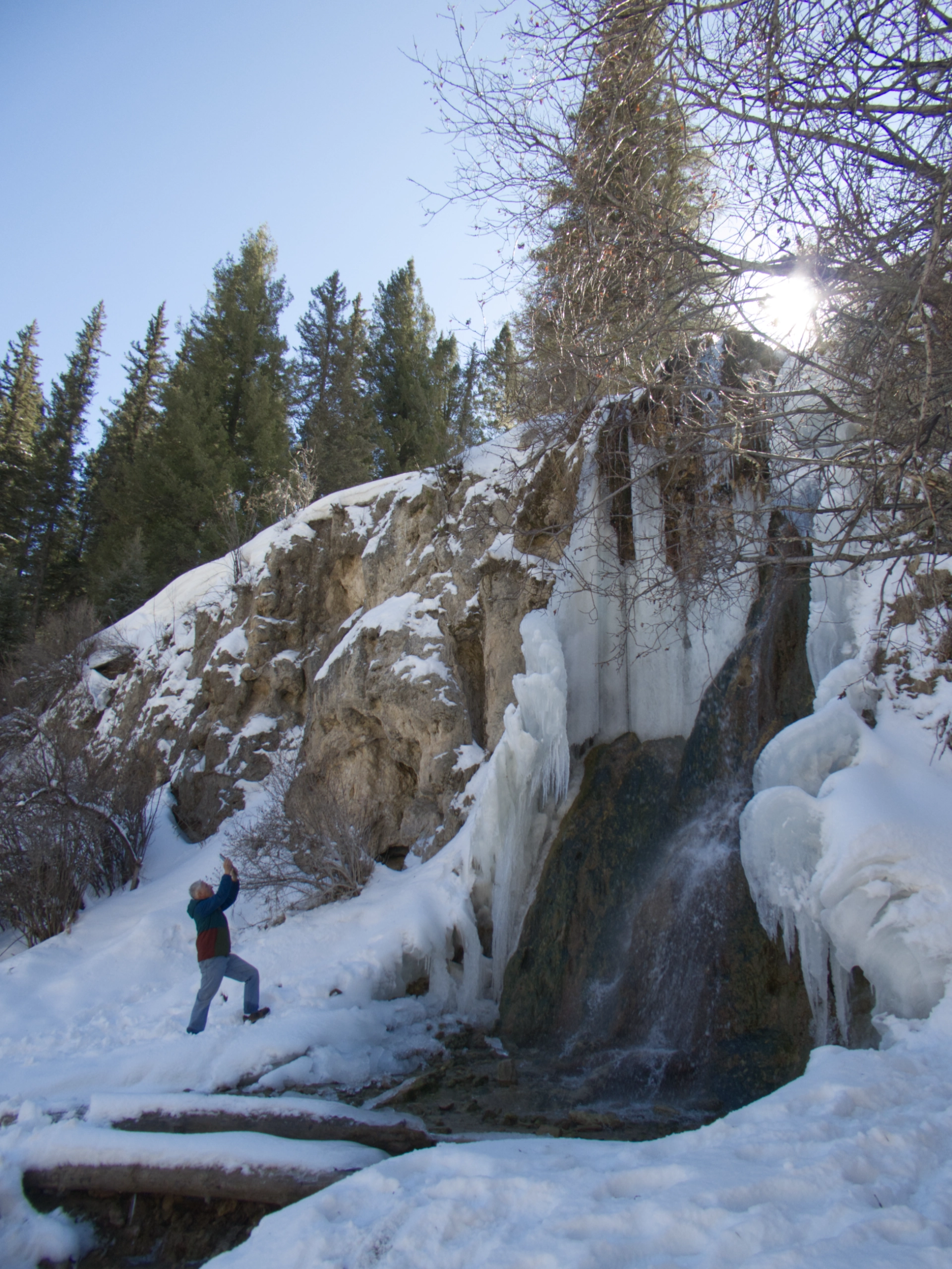 Bluff Springs covered in ice