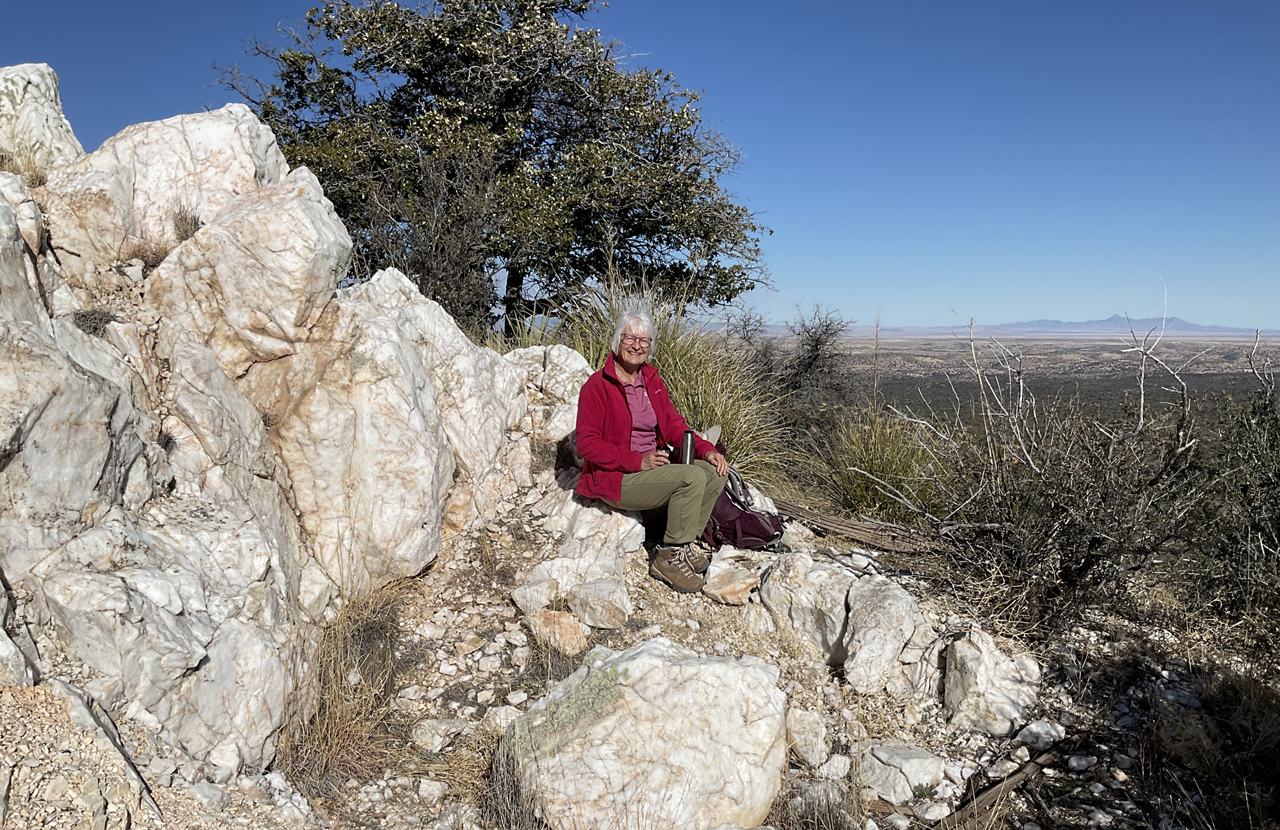 me having coffee on top of the mountain