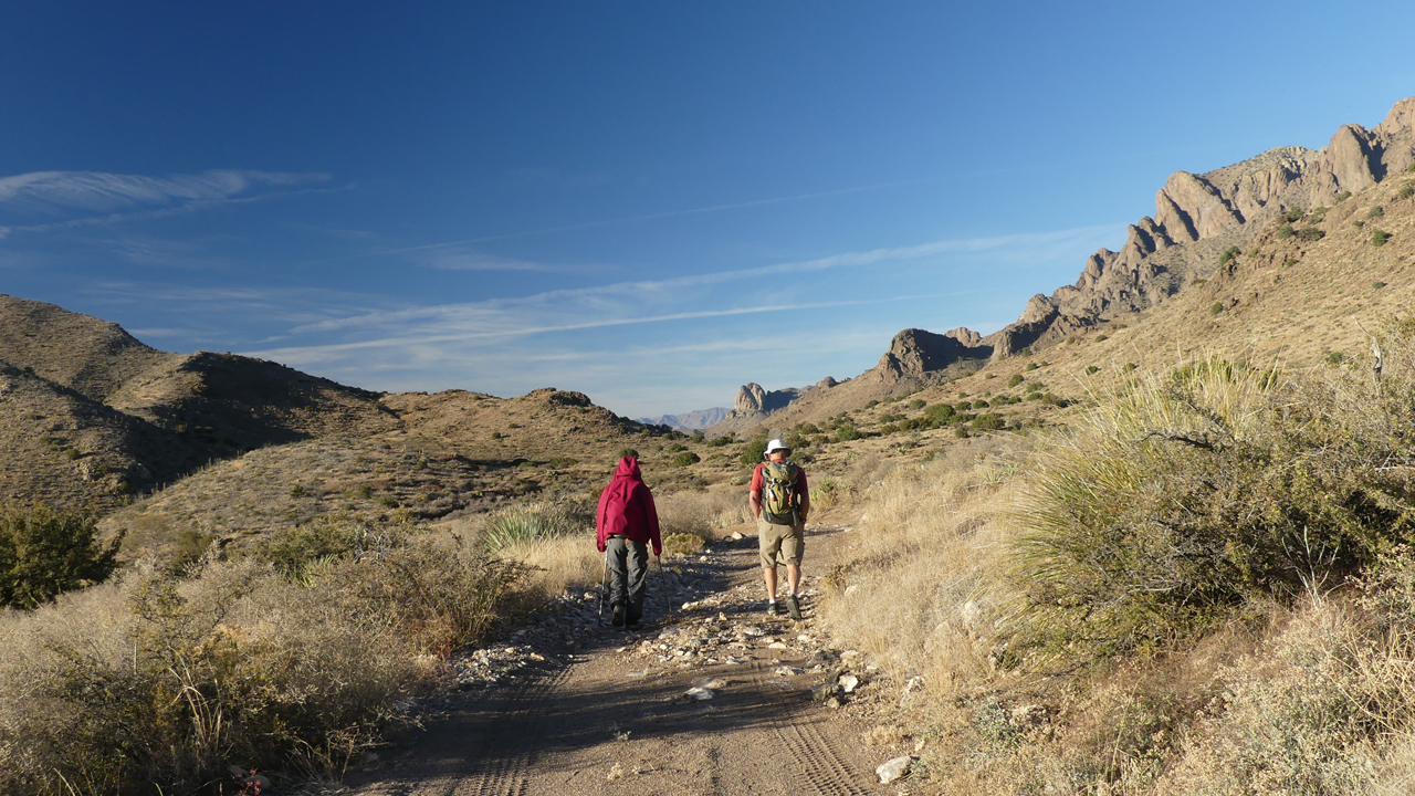 hikers heading downhill