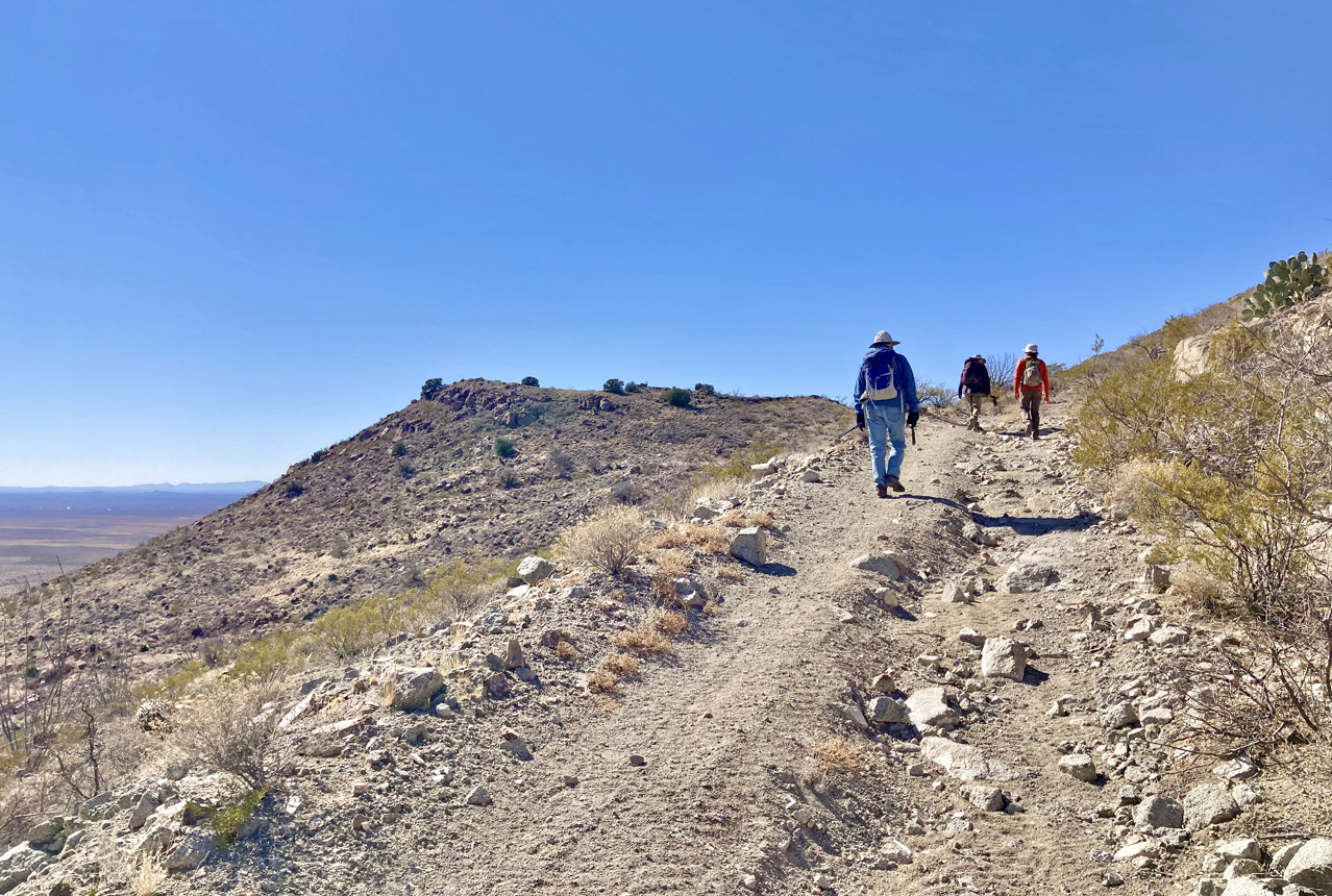 hiking up an old jeep trail