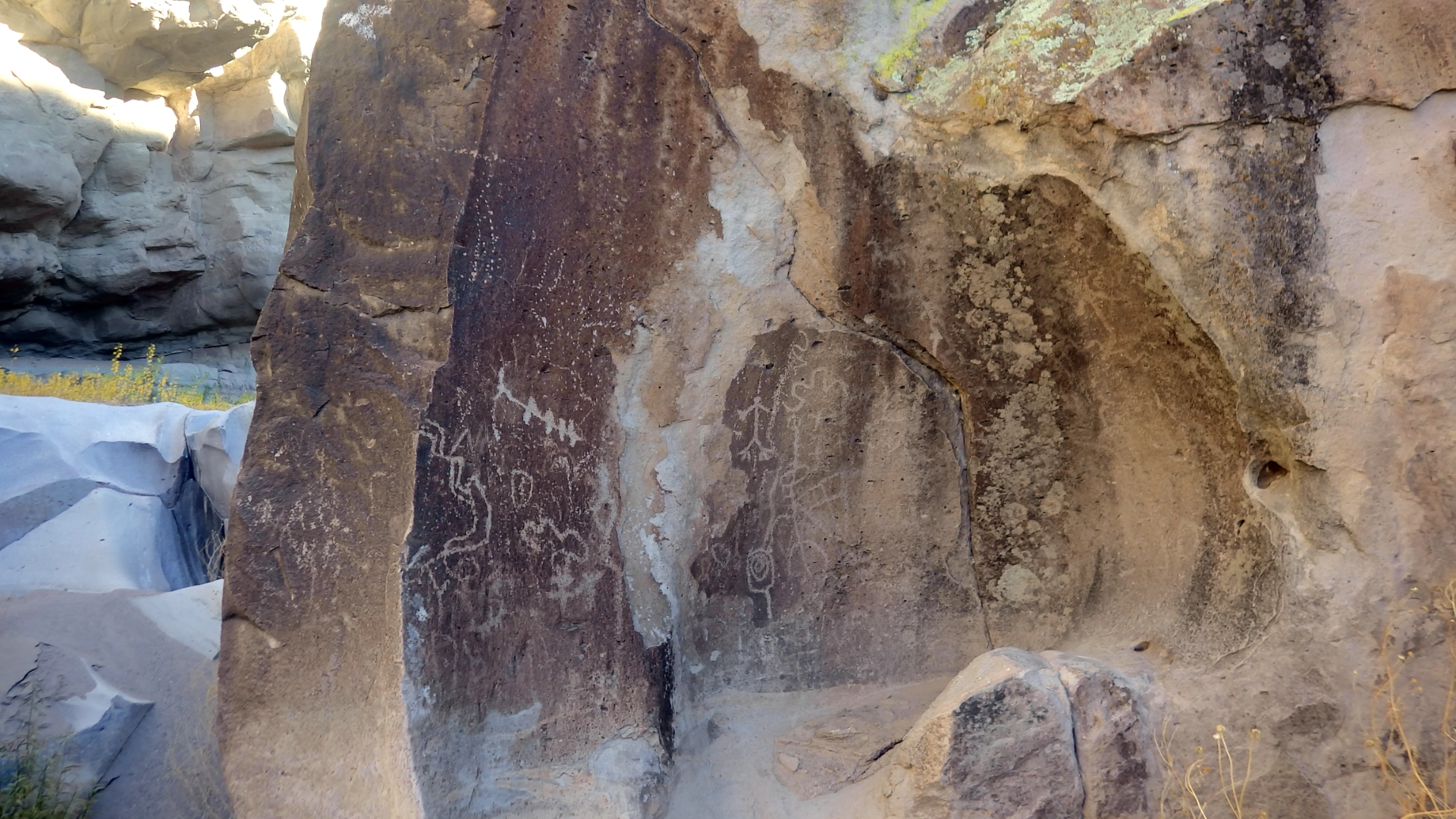 petroglyphs by a pool