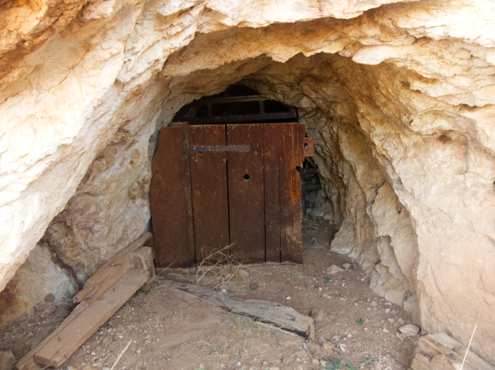 wooden door on and old mine shaft