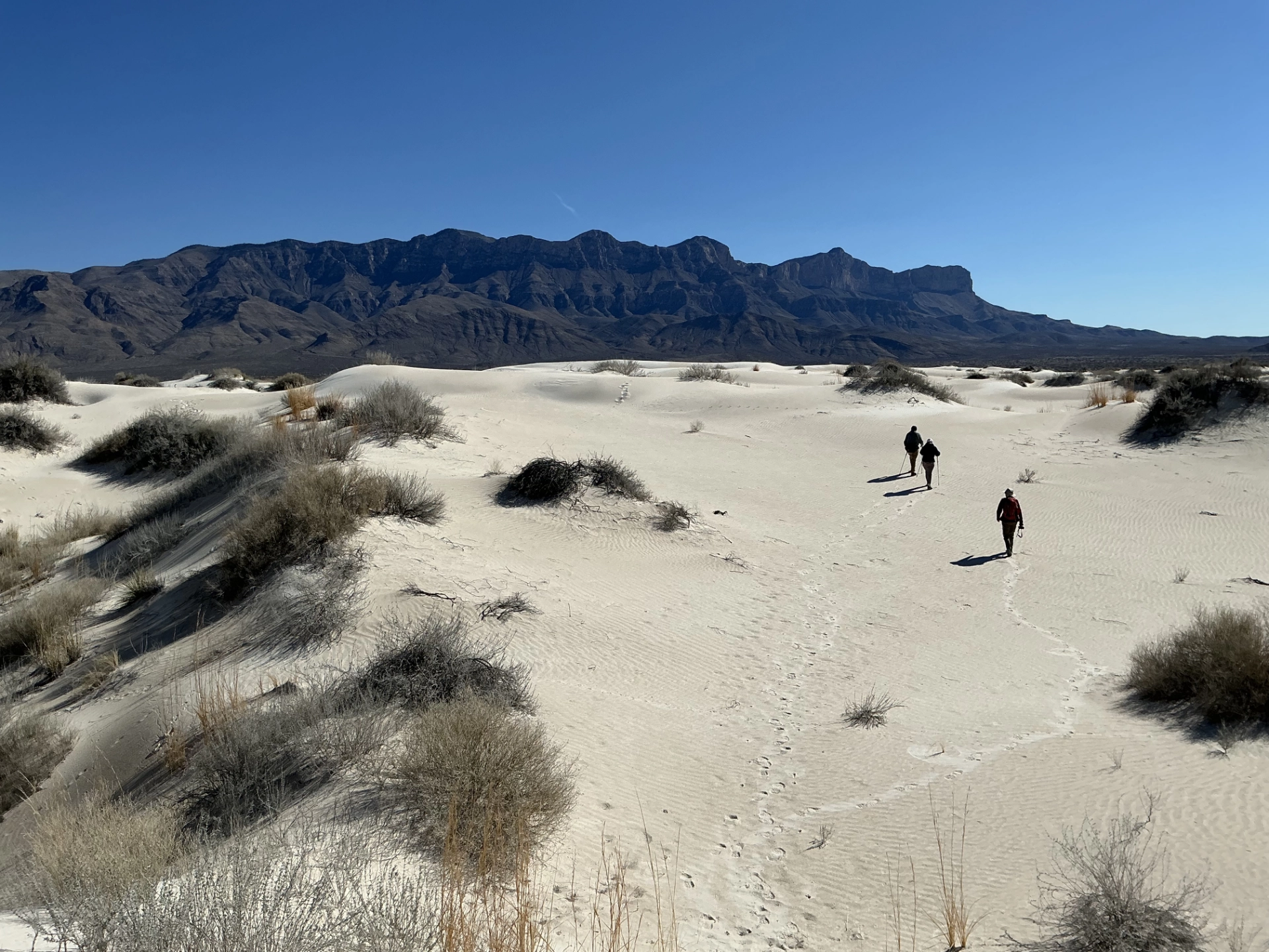 three hikers in the distance