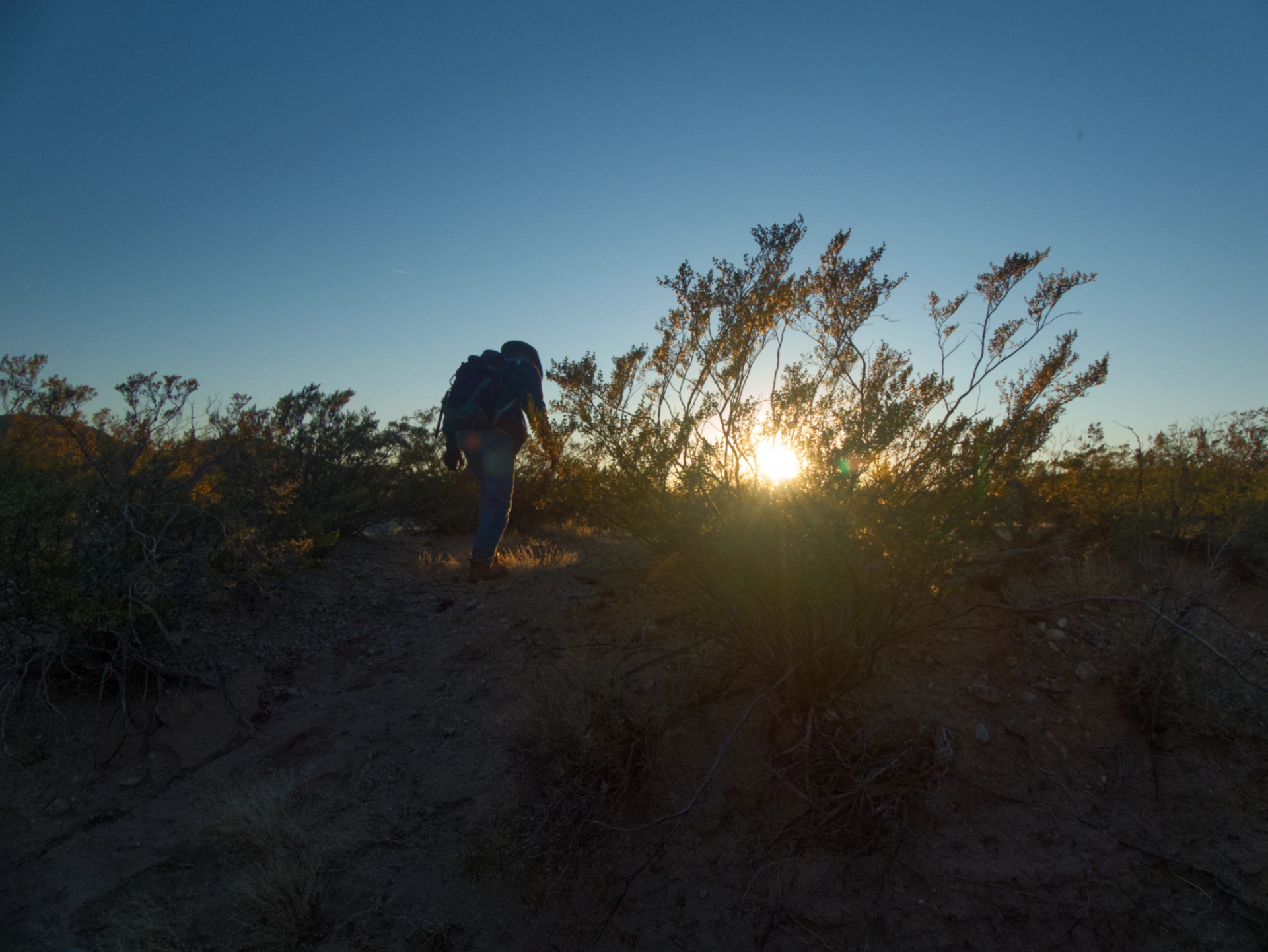 hikig toward the setting sun