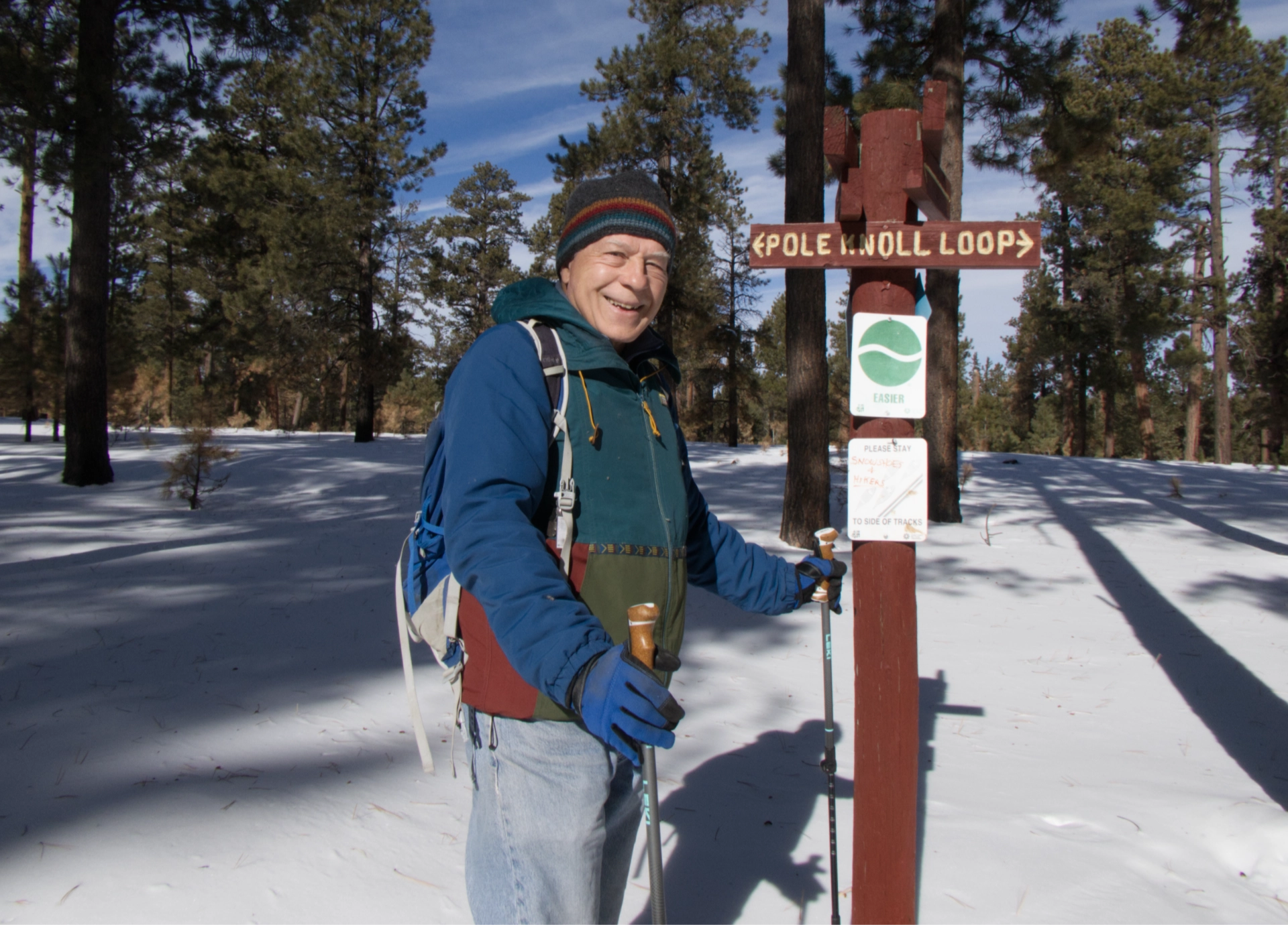 Dennis at the trail sign for Pole Knoll Loop