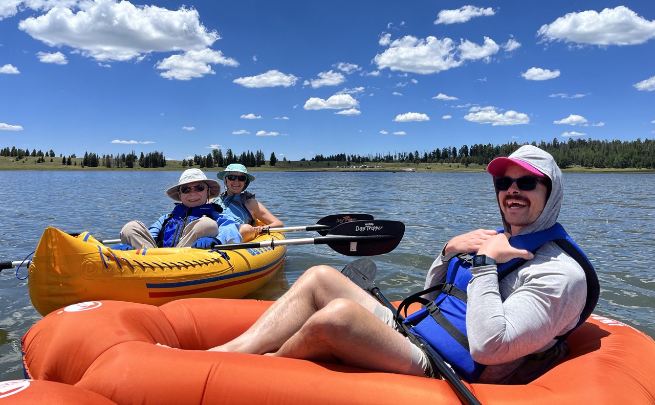 Dennis, Josh and me floating on Big Lake