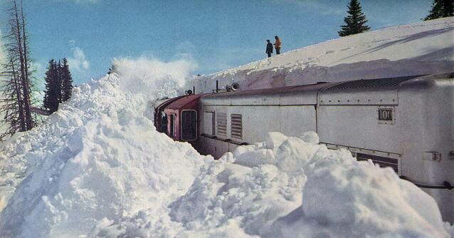 train in deep snow
