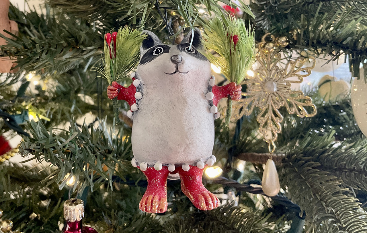 raccoon ornament